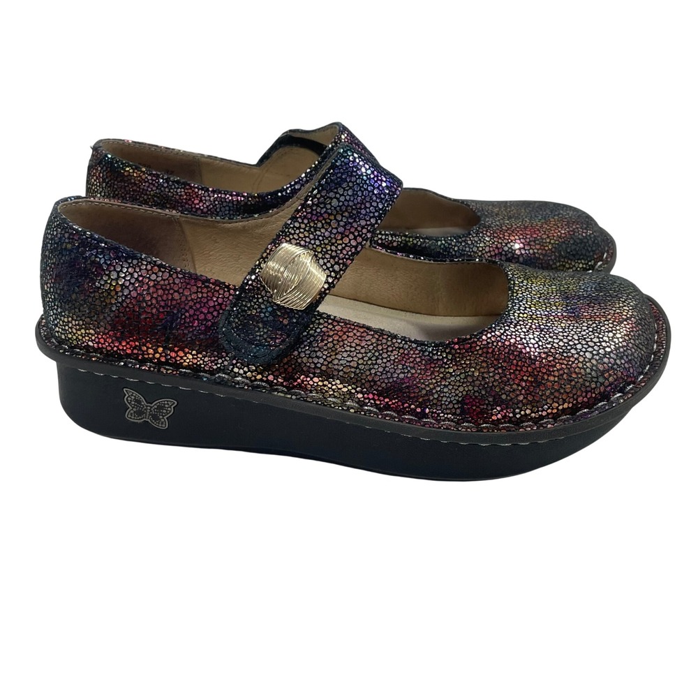 Alegria Paloma Mary Jane Shoes Shimmering Rainbow‎ Mosaic Leather EU 37 US 7-7.5